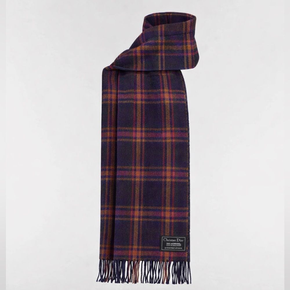 Christian Dior lambswool plaid scarf